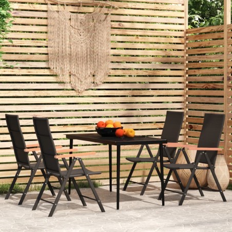 vidaXL Juego de comedor para jardín 5 piezas negro