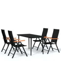 vidaXL Juego de comedor para jardín 5 piezas negro