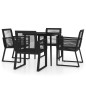 vidaXL Juego de comedor de jardín 5 piezas negro