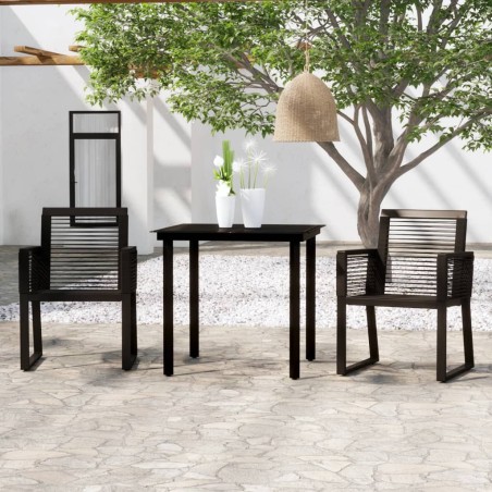 vidaXL Juego de comedor para jardín 3 piezas negro