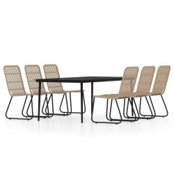 vidaXL Juego de comedor para jardín 7 piezas color roble
