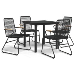 vidaXL Juego de comedor de jardín 5 piezas ratán PVC negro