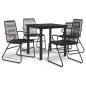 vidaXL Juego de comedor de jardín 5 piezas ratán PVC negro