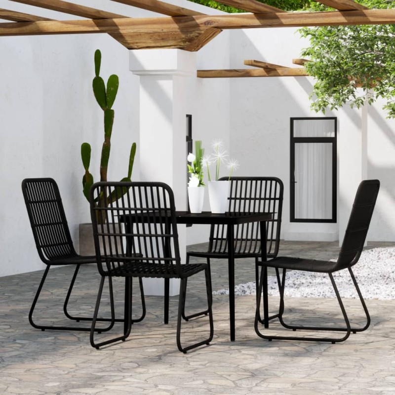 vidaXL Juego de comedor de jardín 5 piezas negro vidaXL Juego de comedor de jardín 5 piezas negro