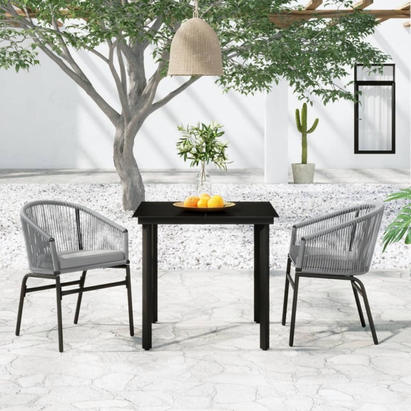 vidaXL Juego de comedor de jardín 3 piezas gris vidaXL Juego de comedor de jardín 3 piezas gris