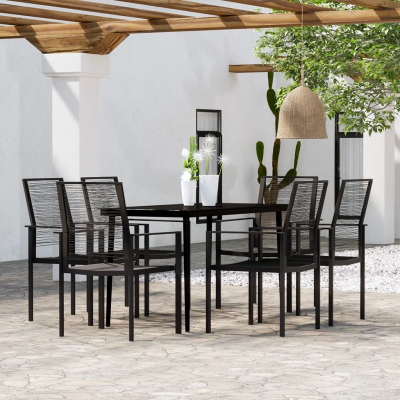 vidaXL Juego de comedor para jardín 7 piezas negro vidaXL Juego de comedor para jardín 7 piezas negro