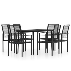 vidaXL Juego de comedor para jardín 7 piezas negro