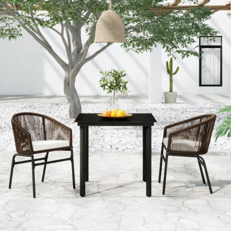 vidaXL Juego de comedor de jardín 3 piezas marrón