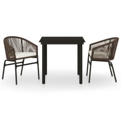 vidaXL Juego de comedor de jardín 3 piezas marrón