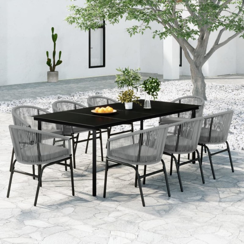 vidaXL Juego de comedor de jardín 9 piezas ratán sintético gris vidaXL Juego de comedor de jardín 9 piezas ratán sintético gris
