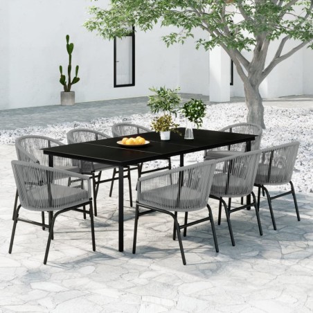 vidaXL Juego de comedor de jardín 9 piezas ratán sintético gris