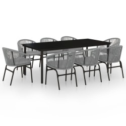 vidaXL Juego de comedor de jardín 9 piezas ratán sintético gris