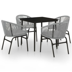 vidaXL Juego de comedor para jardín 5 piezas ratán sintético gris