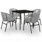vidaXL Juego de comedor para jardín 5 piezas ratán sintético gris vidaXL Juego de comedor para jardín 5 piezas ratán sintético gris