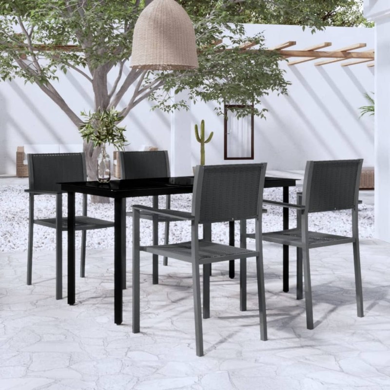 vidaXL Juego de comedor para jardín 5 piezas negro