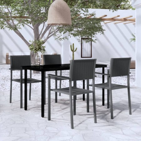 vidaXL Juego de comedor para jardín 5 piezas negro