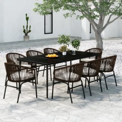 vidaXL Juego de comedor de jardín 9 piezas marrón