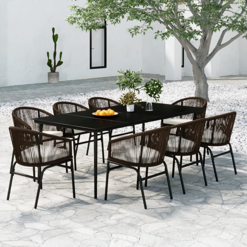 vidaXL Juego de comedor de jardín 9 piezas marrón vidaXL Juego de comedor de jardín 9 piezas marrón