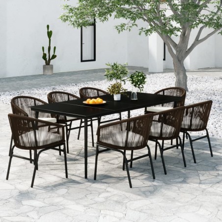 vidaXL Juego de comedor de jardín 9 piezas marrón