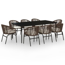 vidaXL Juego de comedor de jardín 9 piezas marrón