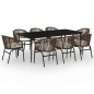 vidaXL Juego de comedor de jardín 9 piezas marrón vidaXL Juego de comedor de jardín 9 piezas marrón