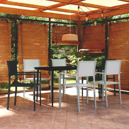 vidaXL Juego de comedor para jardín 7 piezas blanco y negro