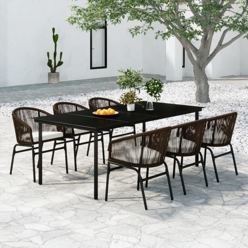 vidaXL Juego de comedor de jardín 7 piezas marrón