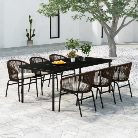 vidaXL Juego de comedor de jardín 7 piezas marrón