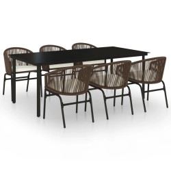 vidaXL Juego de comedor de jardín 7 piezas marrón