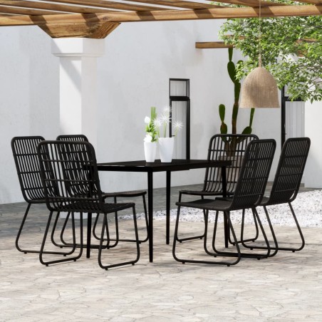 vidaXL Juego de comedor de jardín 7 piezas negro