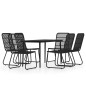vidaXL Juego de comedor de jardín 7 piezas negro vidaXL Juego de comedor de jardín 7 piezas negro