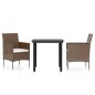 vidaXL Juego de comedor de jardín 3 piezas con cojines marrón y negro vidaXL Juego de comedor de jardín 3 piezas con cojines marrón y negro
