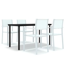 vidaXL Juego de comedor de jardín de 5 piezas blanco