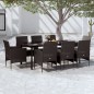 vidaXL Juego de comedor de jardín 9 piezas con cojines negro