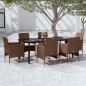 vidaXL Juego de comedor de jardín 7 piezas con cojines marrón y negro vidaXL Juego de comedor de jardín 7 piezas con cojines marrón y negro