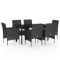 vidaXL Juego de comedor de jardín 7 piezas con cojines negro vidaXL Juego de comedor de jardín 7 piezas con cojines negro