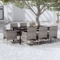 vidaXL Juego de comedor para jardín 9 piezas con cojines gris y negro vidaXL Juego de comedor para jardín 9 piezas con cojines gris y negro