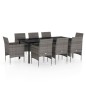 vidaXL Juego de comedor para jardín 9 piezas con cojines gris y negro vidaXL Juego de comedor para jardín 9 piezas con cojines gris y negro