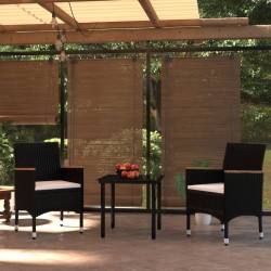 vidaXL Juego de comedor de jardín 3 piezas con cojines negro