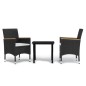 vidaXL Juego de comedor de jardín 3 piezas con cojines negro vidaXL Juego de comedor de jardín 3 piezas con cojines negro