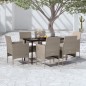 vidaXL Juego de comedor de jardín 7 piezas con cojines beige y negro vidaXL Juego de comedor de jardín 7 piezas con cojines beige y negro