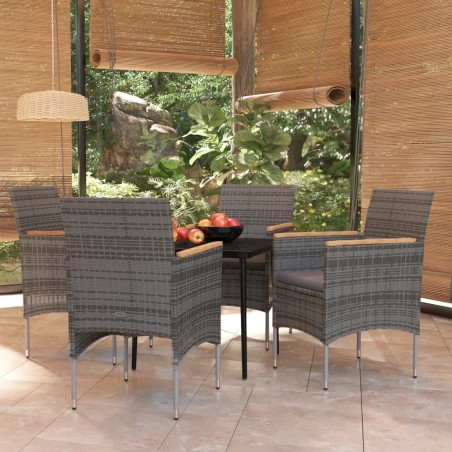 vidaXL Juego de comedor para jardín 5 piezas con cojines gris y negro