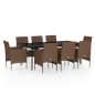 vidaXL Juego de comedor para jardín 9 piezas y cojines marrón y negro vidaXL Juego de comedor para jardín 9 piezas y cojines marrón y negro
