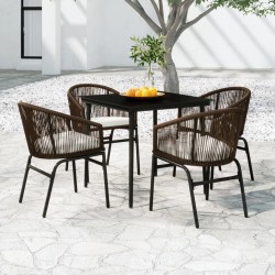 vidaXL Juego de comedor de jardín 5 piezas con cojines marrón