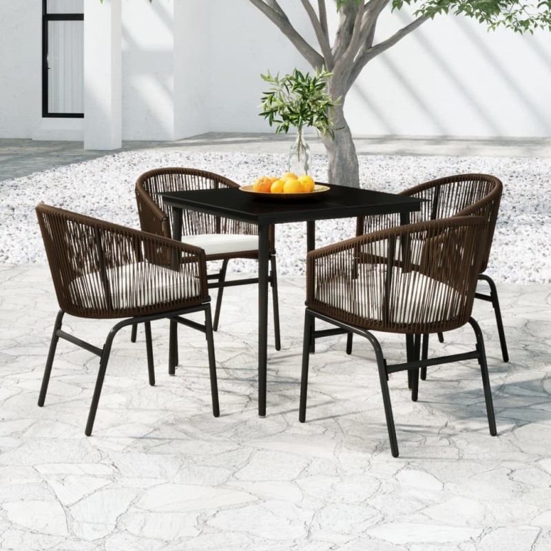 vidaXL Juego de comedor de jardín 5 piezas con cojines marrón vidaXL Juego de comedor de jardín 5 piezas con cojines marrón