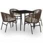 vidaXL Juego de comedor de jardín 5 piezas con cojines marrón vidaXL Juego de comedor de jardín 5 piezas con cojines marrón