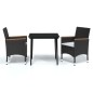 vidaXL Juego de comedor de jardín 3 piezas con cojines negro vidaXL Juego de comedor de jardín 3 piezas con cojines negro