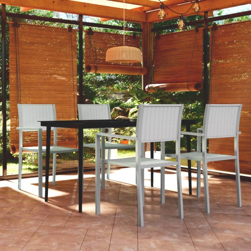 vidaXL Juego de comedor de jardín de 5 piezas blanco vidaXL Juego de comedor de jardín de 5 piezas blanco