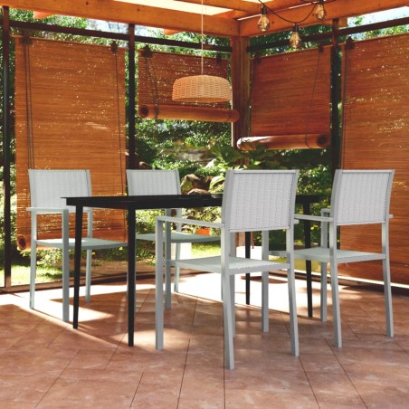 vidaXL Juego de comedor de jardín de 5 piezas blanco