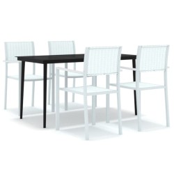 vidaXL Juego de comedor de jardín de 5 piezas blanco